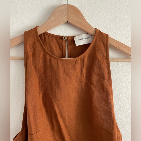 Three Graces London Linen Tank Top Rust Brown size 8 100% linen - Picture 4 of 9